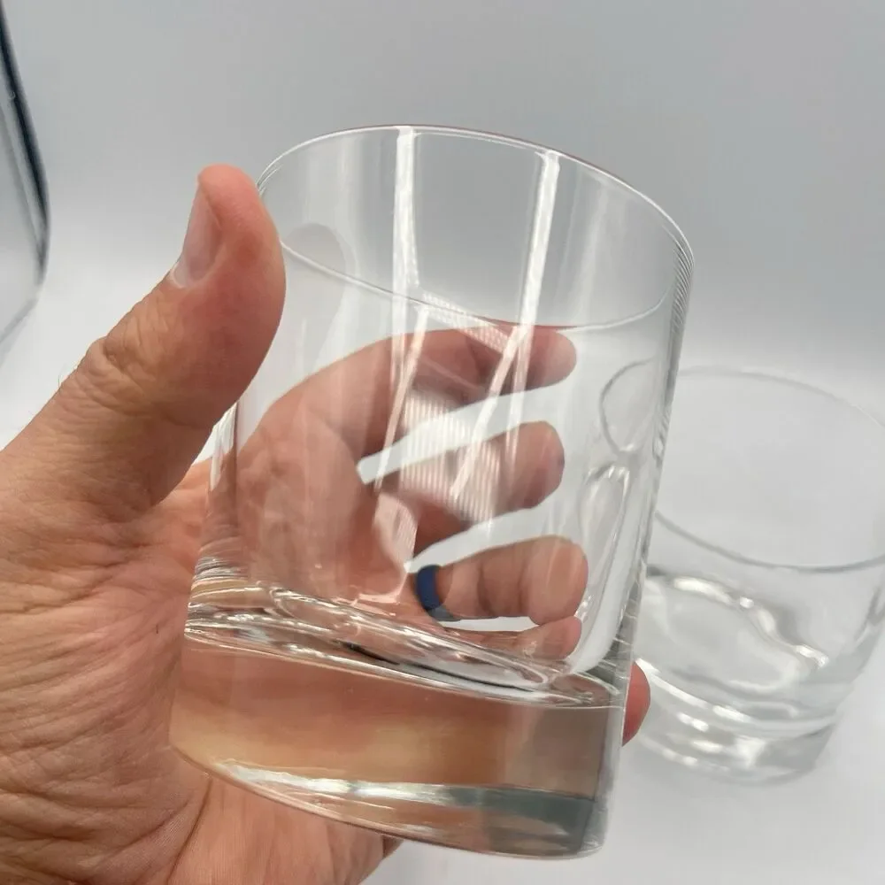 Pair Johnnie Walker Dandy Etched Lowball Glasses